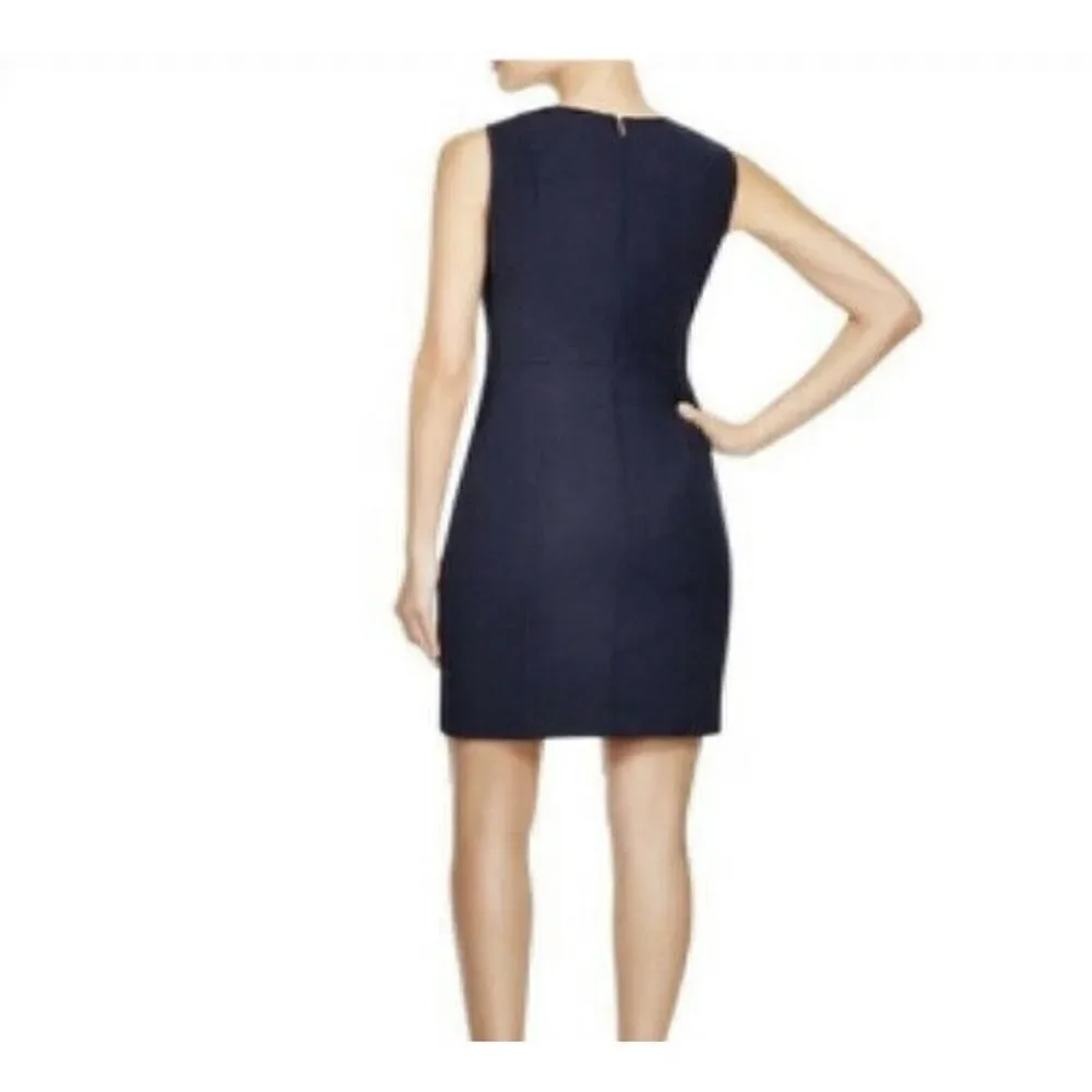 Tory Burch Women’s Wool Blend Evelina Sheath Dress size 14 Navy Blue Gold Detail